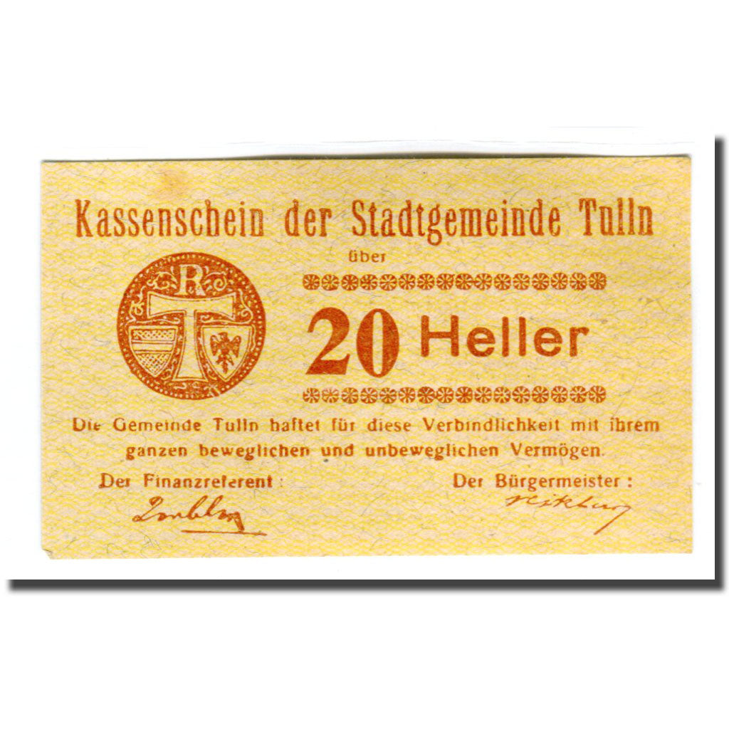 Banknote, Austria, Tulln N.Ö. Stadtgemeinde, 20 Heller, texte 1, 1920, UNC(63)