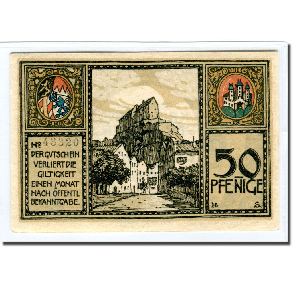 Banknote, Germany, Burghausen Stadt, 50 Pfennig, Texte, 1918, UNC(63)
