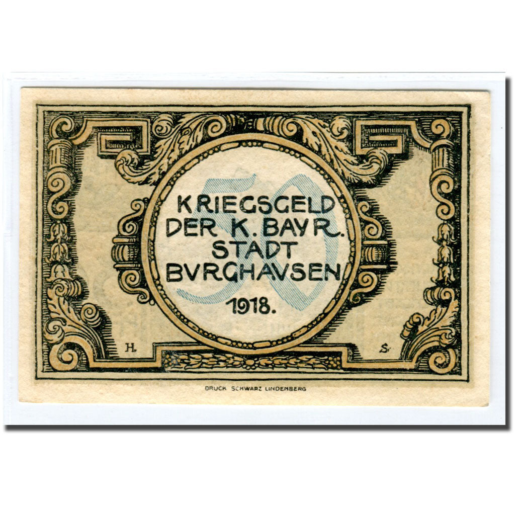 Banknote, Germany, Burghausen Stadt, 50 Pfennig, Texte, 1918, UNC(63)