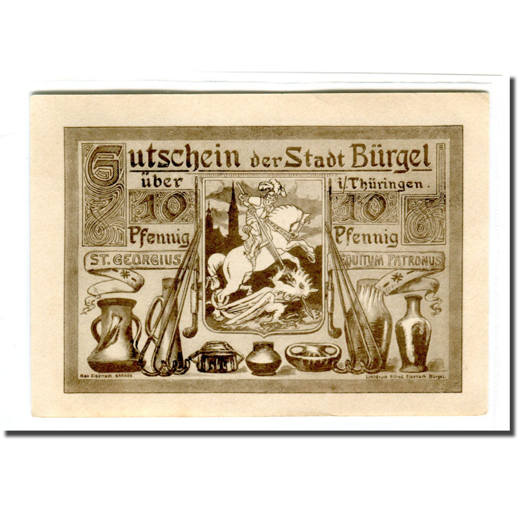 Banknote, Germany, Burgel Stadt, 10 Pfennig, Service à thé, 1921, 1921-05-28