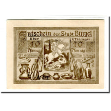 Banknote, Germany, Burgel Stadt, 10 Pfennig, Service à thé, 1921, 1921-05-28