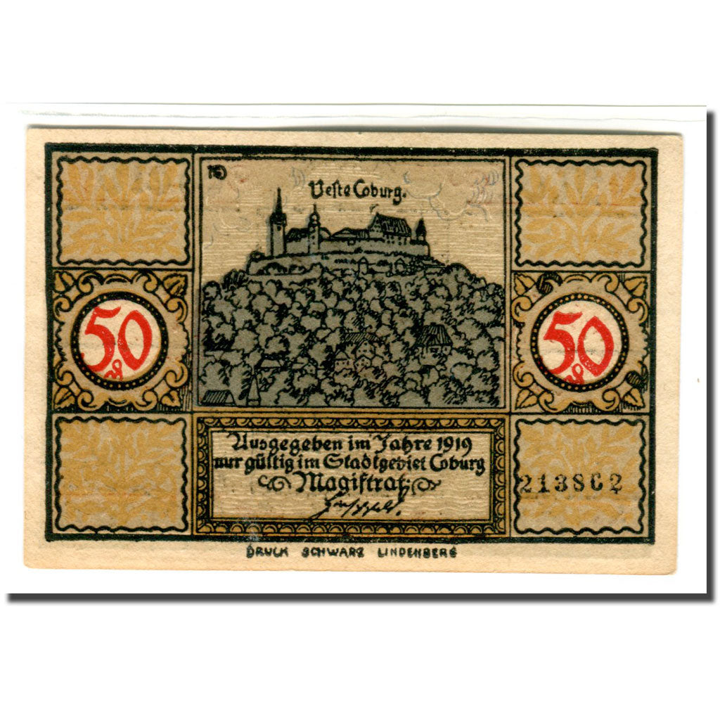 Banknote, Germany, Coburg, 50 Pfennig, paysage, 1919, UNC(63), Mehl:21.5a