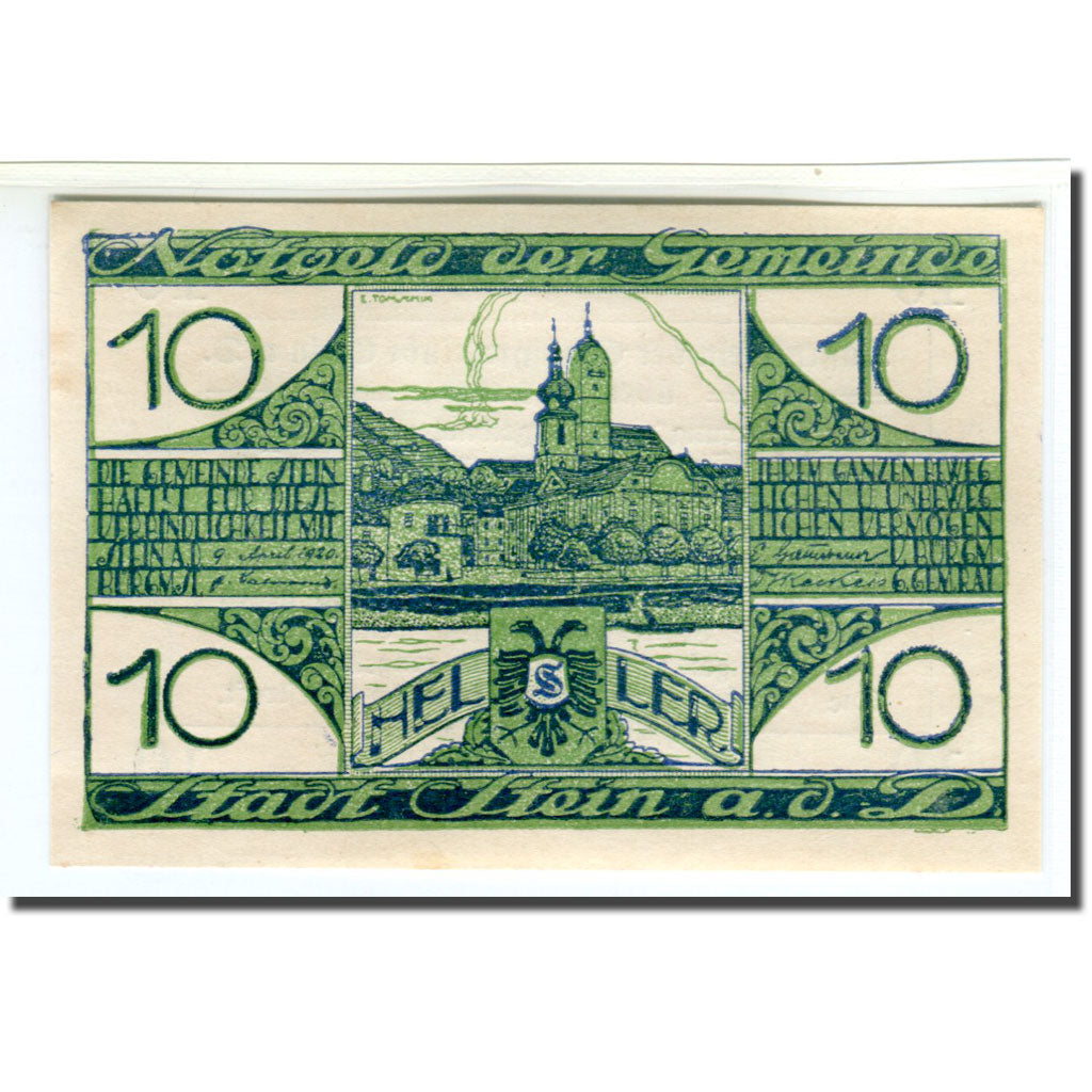Biljet, Oostenrijk, Stein an der Donau, 10 Heller, Texte 4, 1920, 1920-04-09