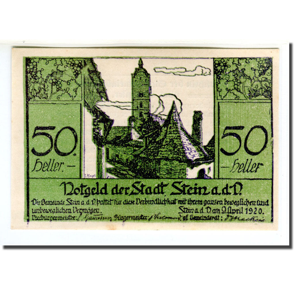 Banknote, Austria, Stein an der Donau, 50 Heller, Texte 6, 1920, 1920-04-09