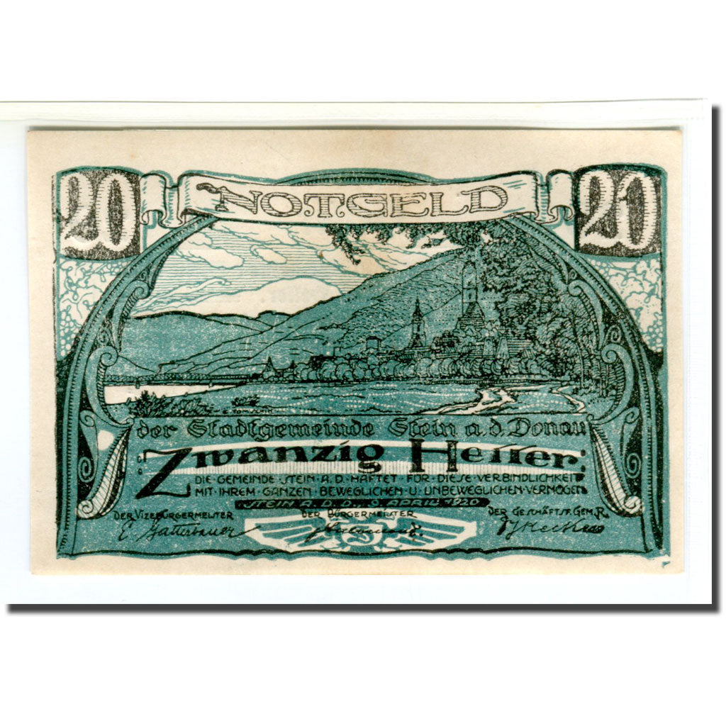 Banknote, Austria, Stein an der Donau, 20 Heller, texte 1, 1920, 1920-04-09