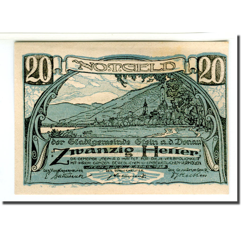 Biljet, Oostenrijk, Stein an der Donau, 20 Heller, Texte 2, 1920, 1920-04-09