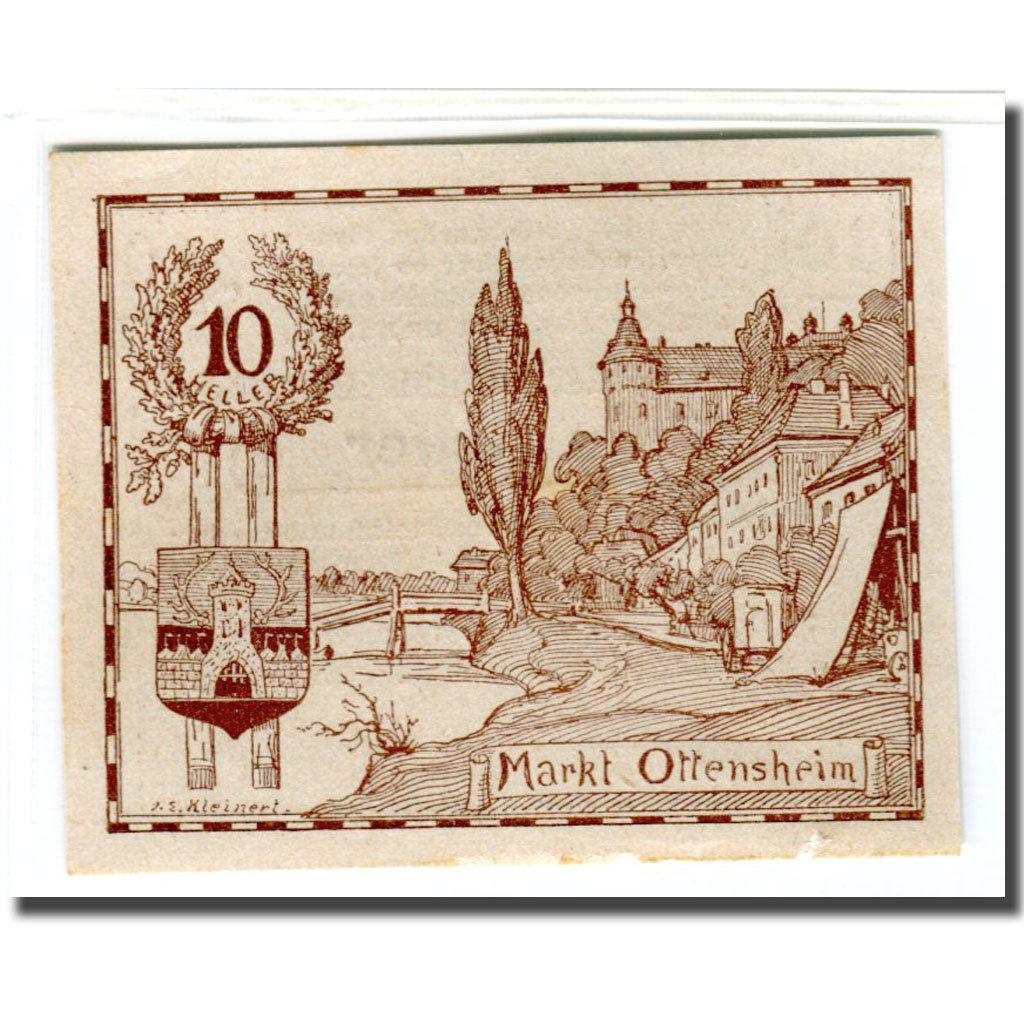 Banknote, Austria, Ottensheim, 10 Heller, paysage, 1920, UNC(63), Mehl:717