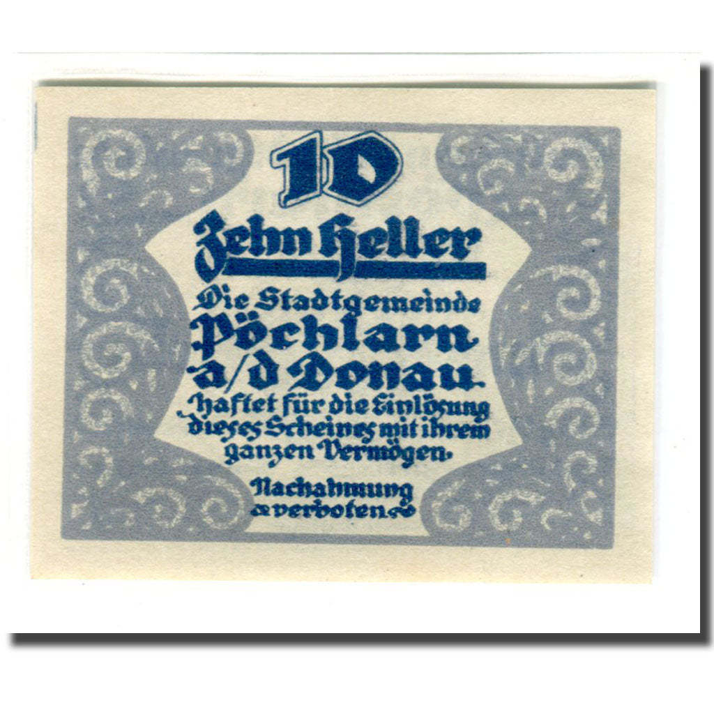 Banknote, Austria, Pochlarn, 10 Heller, Texte, 1920, UNC(63), Mehl:755IV