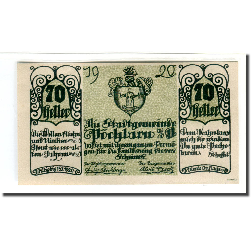 Biljet, Oostenrijk, Pochlarn, 70 Heller, paysage 1, 1920, SPL, Mehl:755IV