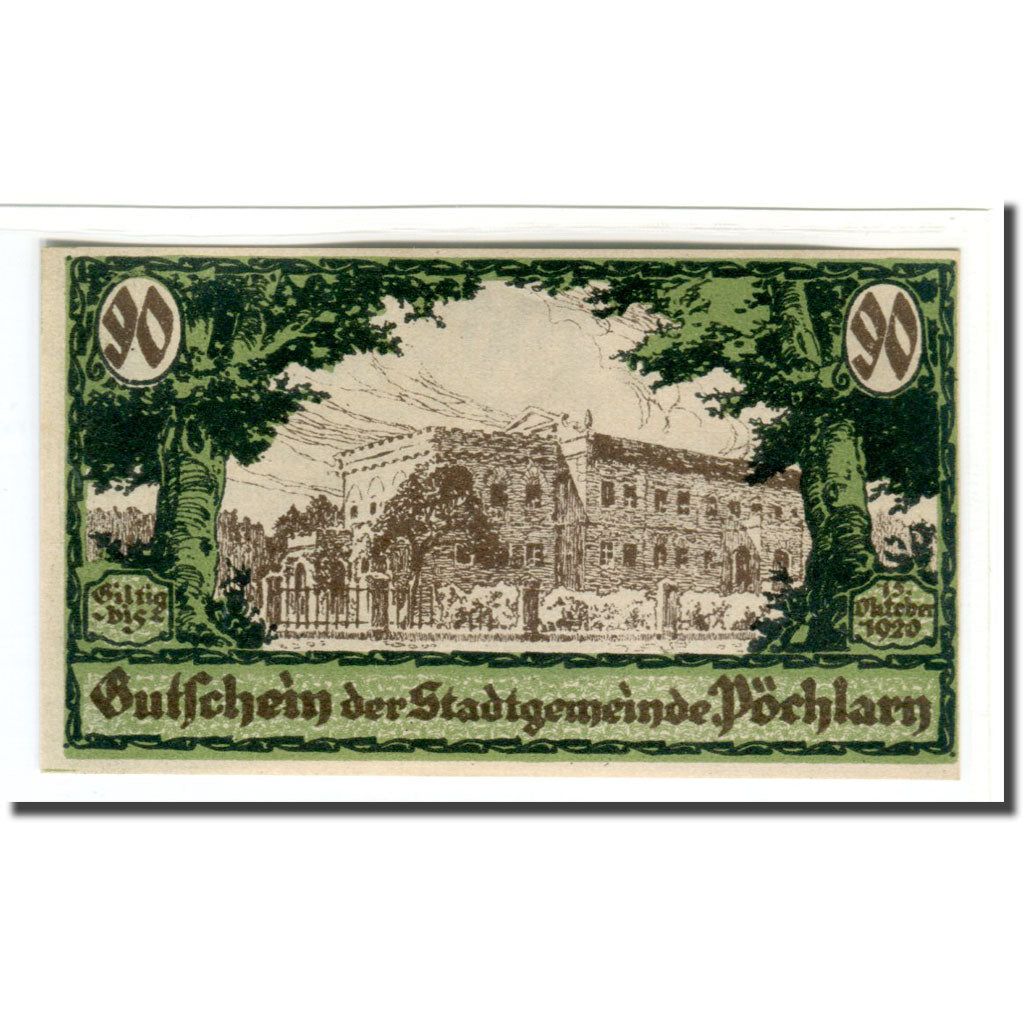 Banknote, Austria, Pochlarn, 90 Heller, Texte 2, 1920, UNC(63), Mehl:755IV