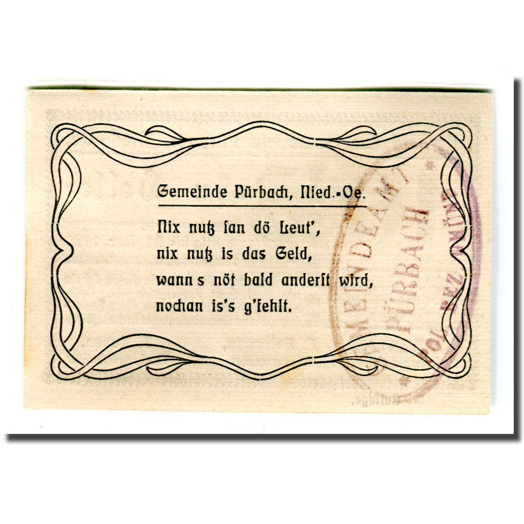 Banknote, Austria, Pürbach, 10 Heller, Texte, 1920, UNC(63), Mehl:793IIIb