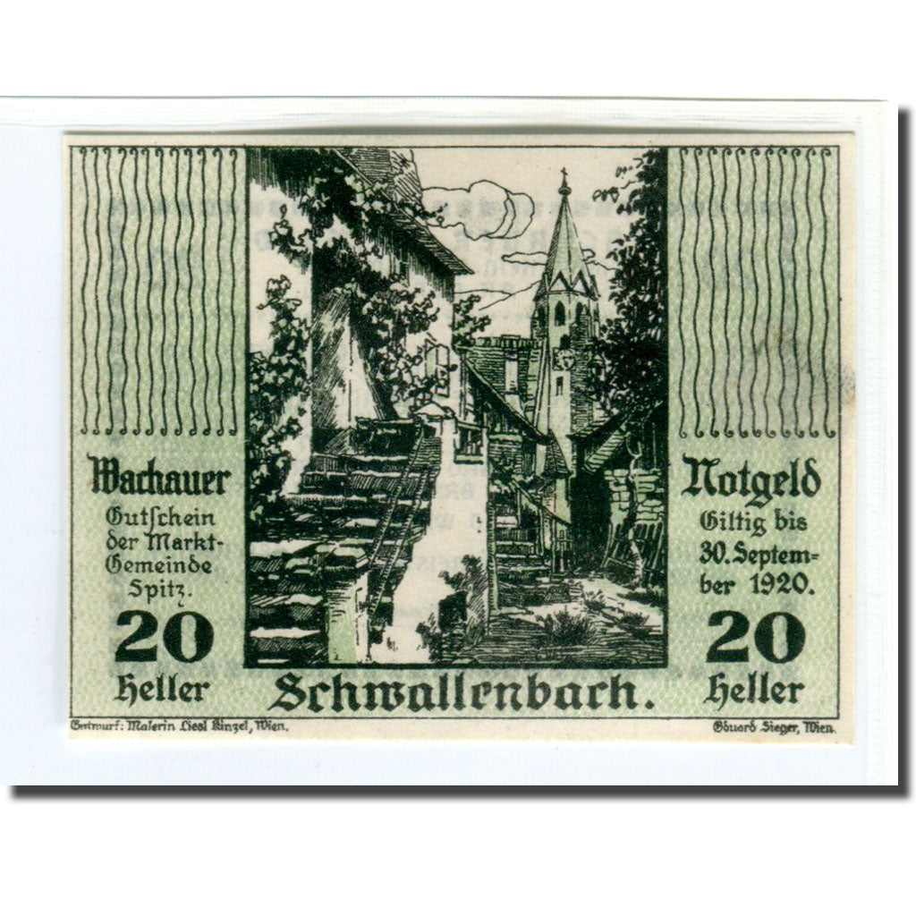 Biljet, Oostenrijk, Wachauer Notgeld Schwallenbach N.Ö. Gemeinde, 20 Heller