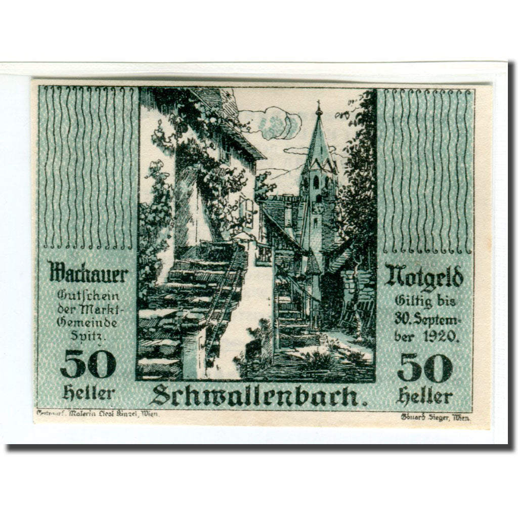 Biljet, Oostenrijk, Wachauer Notgeld Schwallenbach N.Ö. Gemeinde, 50 Heller