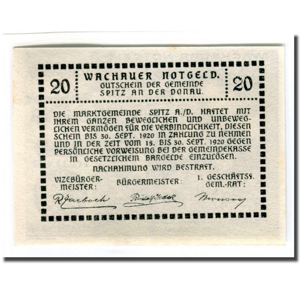 Biljet, Oostenrijk, Wachauer Notgeld St. Michael N.Ö. Gemeinde, 20 Heller