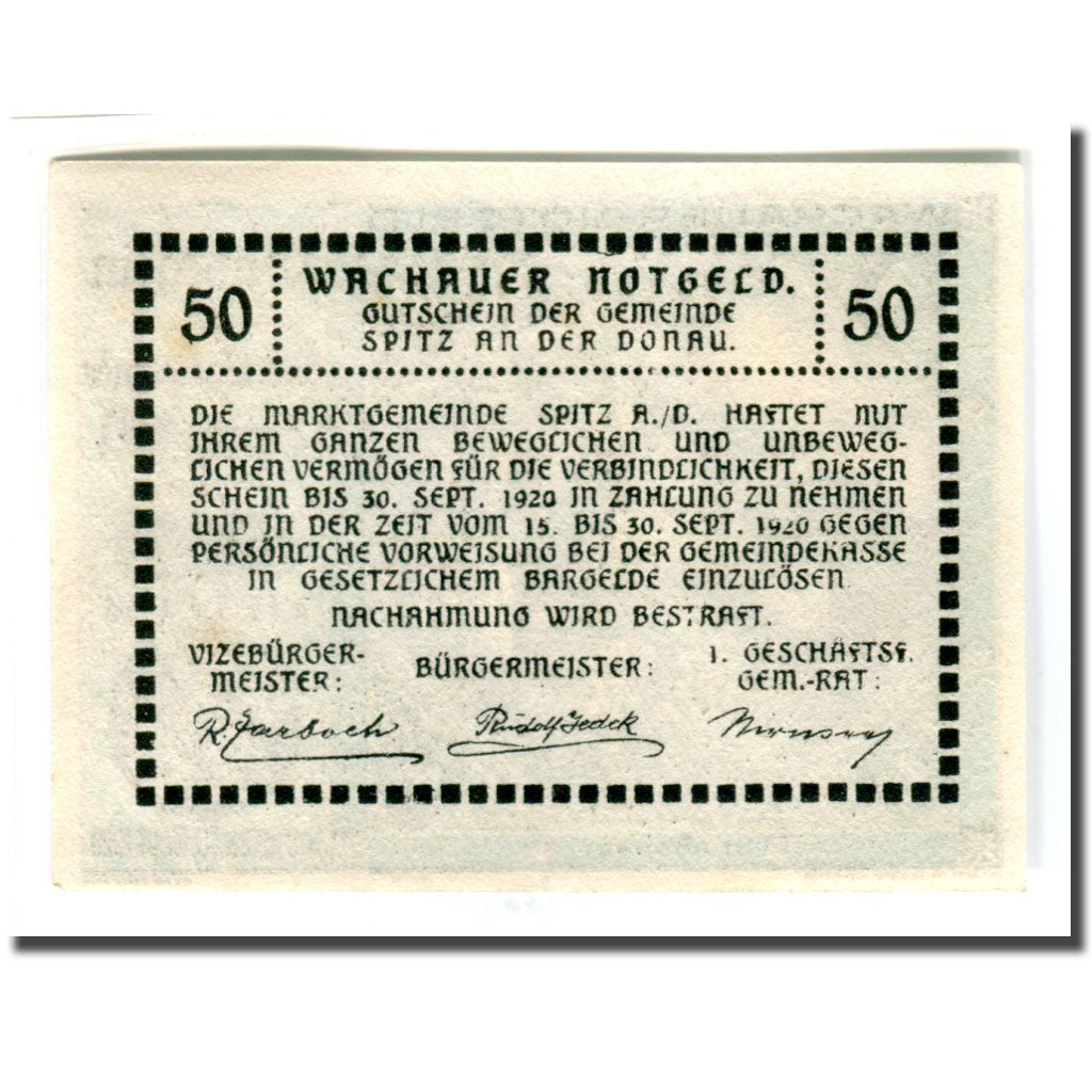 Biljet, Oostenrijk, Wachauer Notgeld St. Michael N.Ö. Gemeinde, 50 Heller