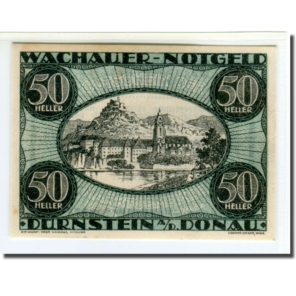 Biljet, Oostenrijk, Wachauer Notgeld Dürnstein N.Ö. Gemeinde, 50 Heller, Texte