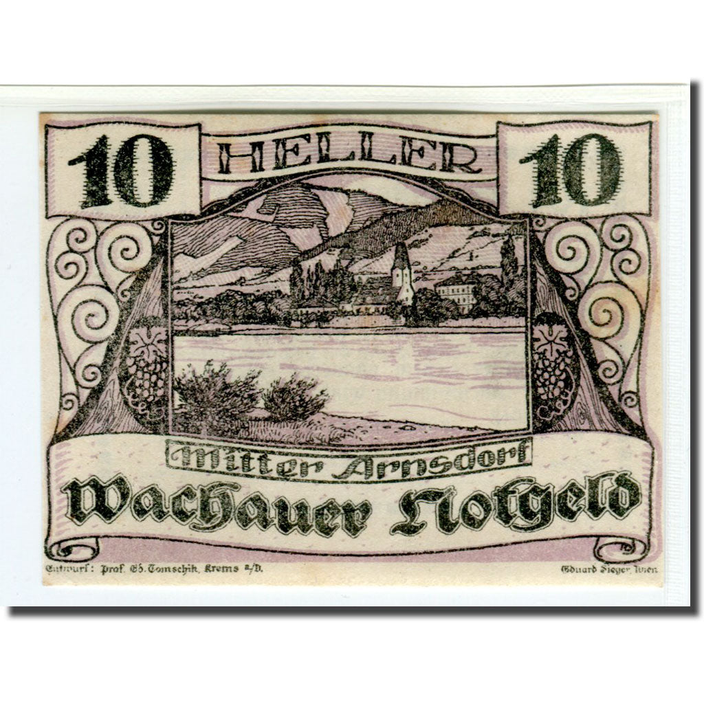 Biljet, Oostenrijk, Wachauer Notgeld Mitter-Arnsdorf Gemeinde, 10 Heller, Texte