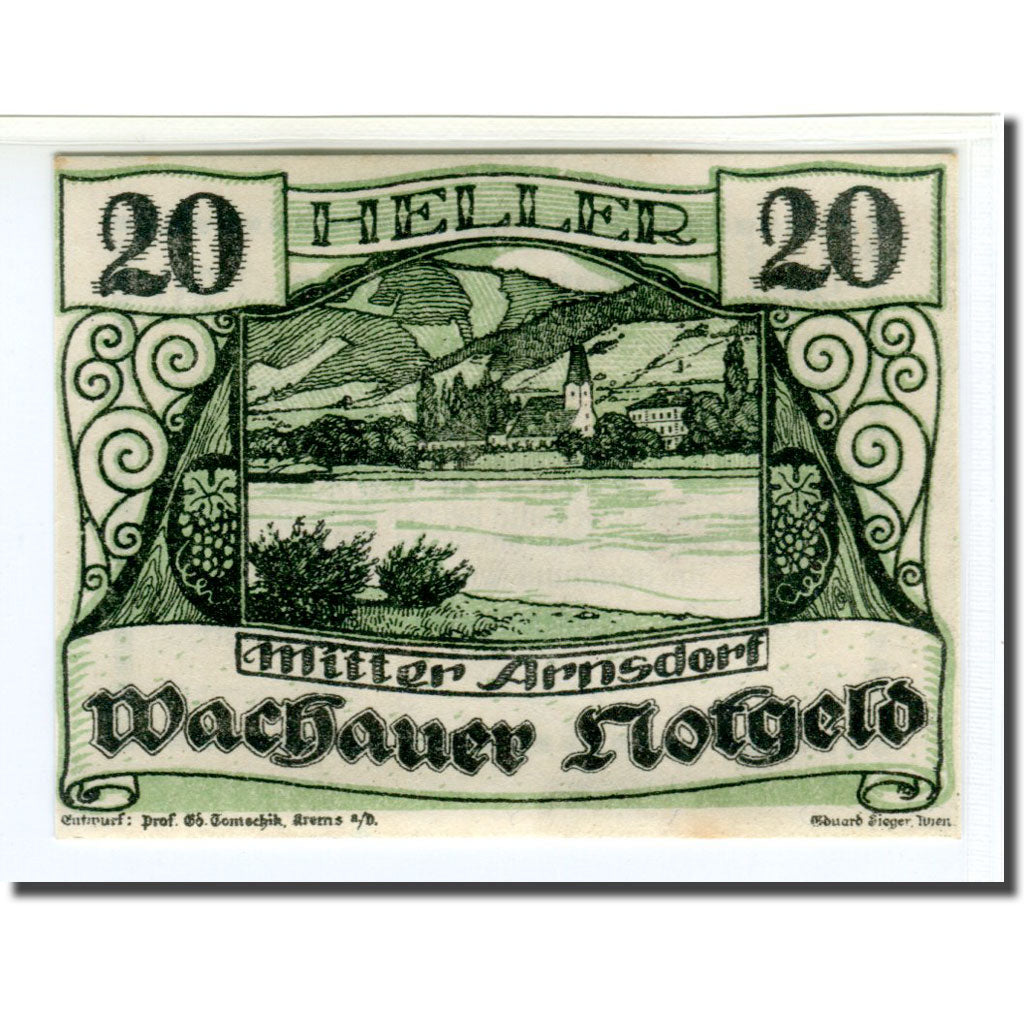 Banknote, Austria, Wachauer Notgeld Mitter-Arnsdorf Gemeinde, 20 Heller, texte