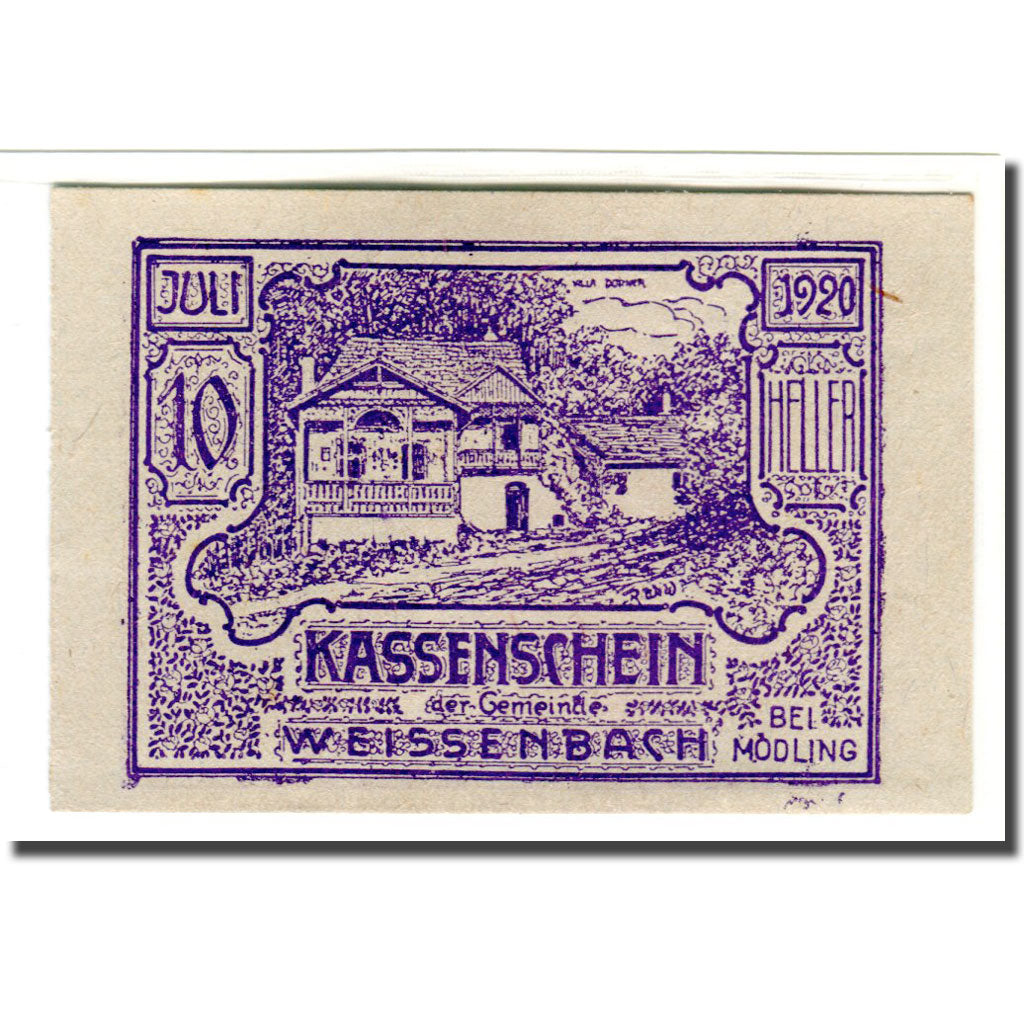 Geldschein, Österreich, Weissenbach bei Mödling N.Ö. Gemeinde, 10 Heller