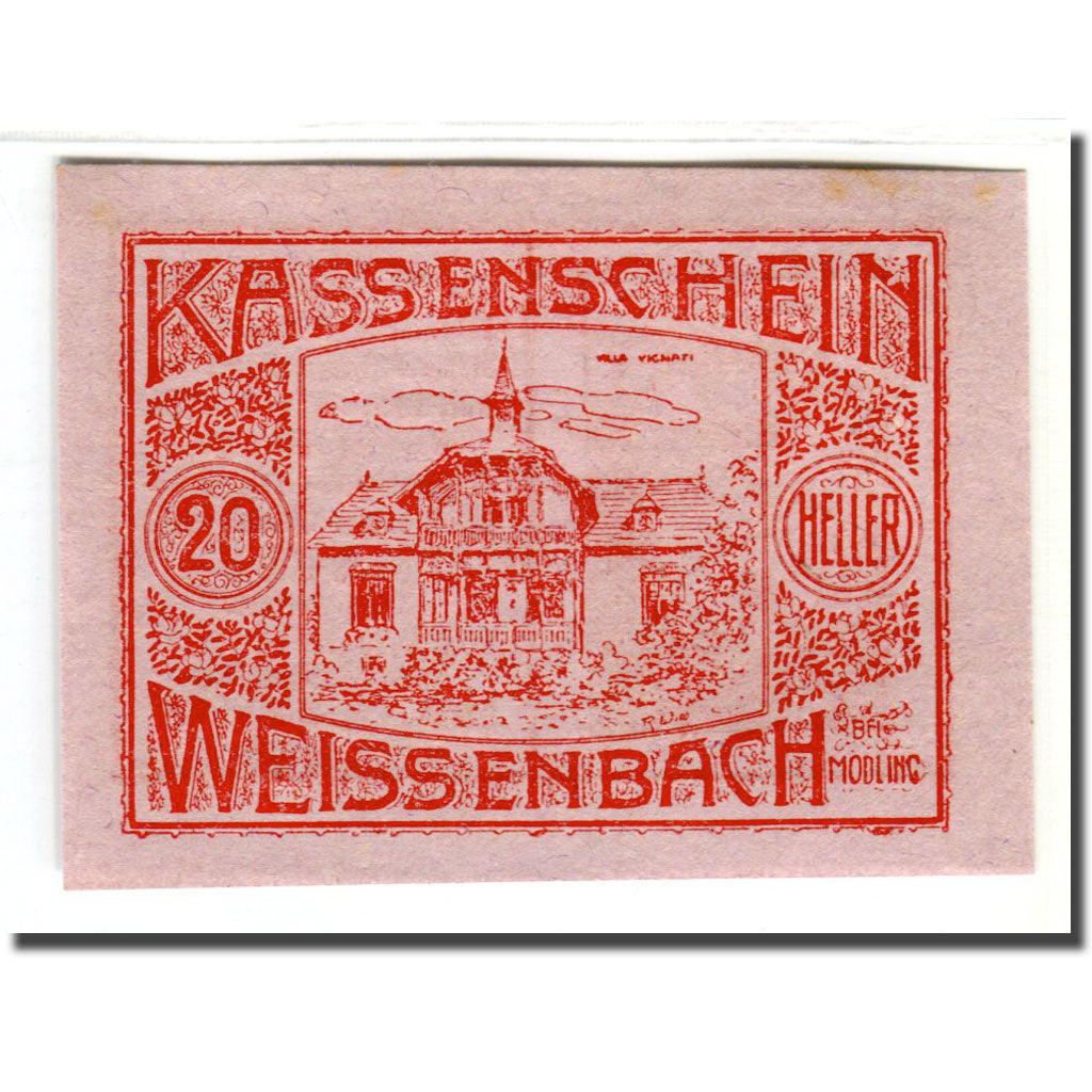 Biljet, Oostenrijk, Weissenbach bei Mödling N.Ö. Gemeinde, 20 Heller, chateau