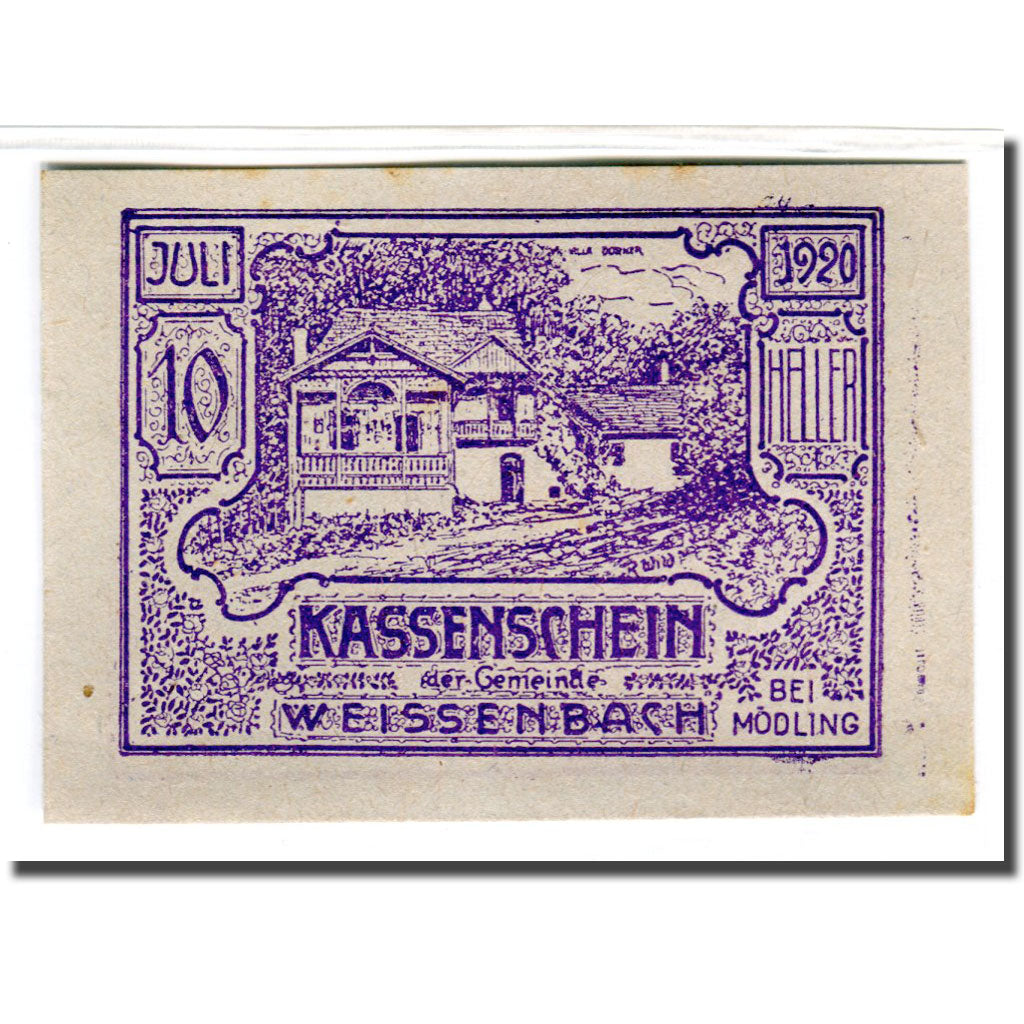 Billet, Autriche, Weissenbach bei Mödling N.Ö. Gemeinde, 10 Heller, tour