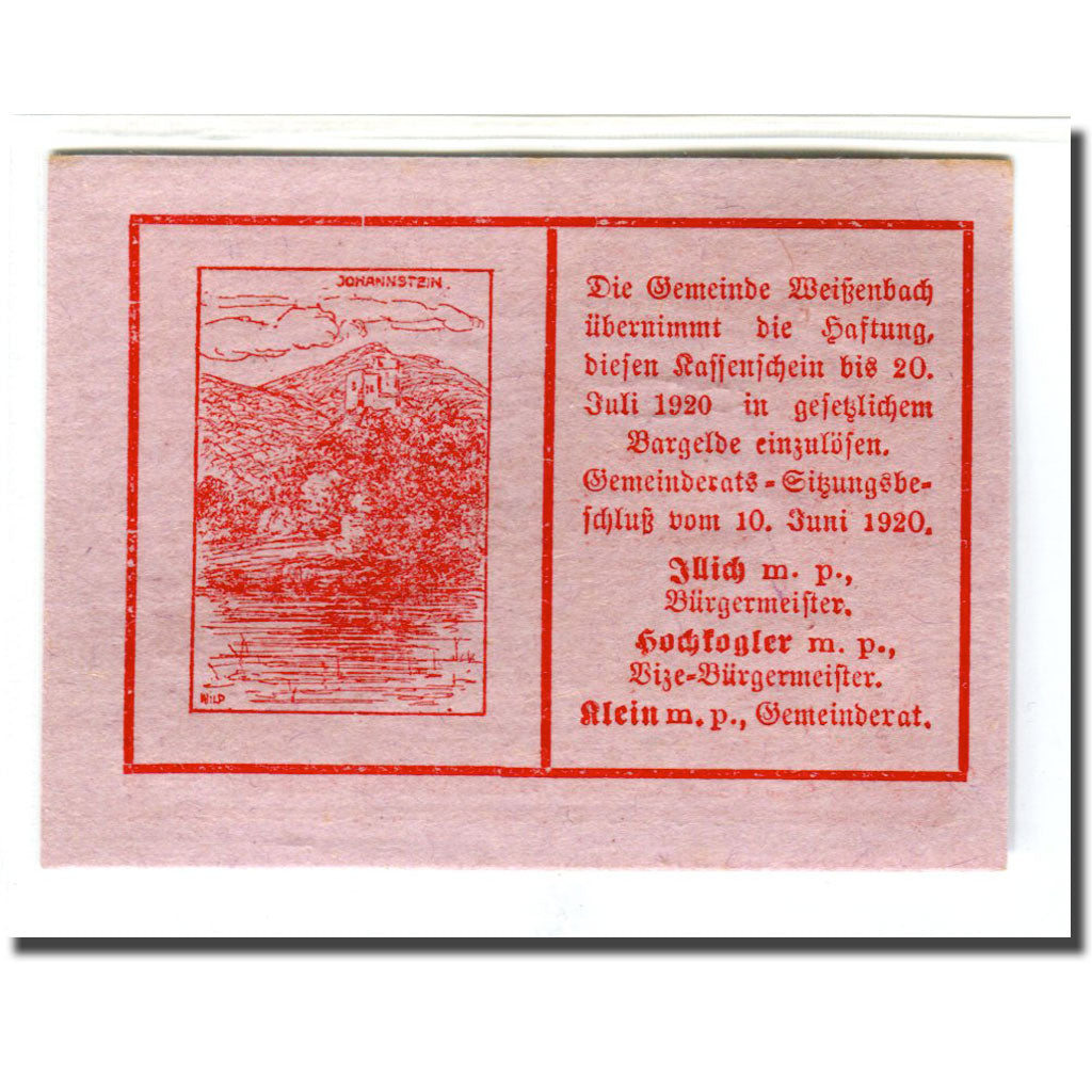 Billet, Autriche, Weissenbach bei Mödling N.Ö. Gemeinde, 20 Heller, paysage 1