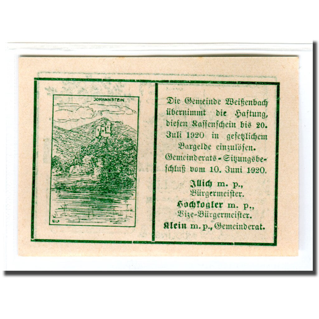 Billet, Autriche, Weissenbach bei Mödling N.Ö. Gemeinde, 50 Heller, paysage 2