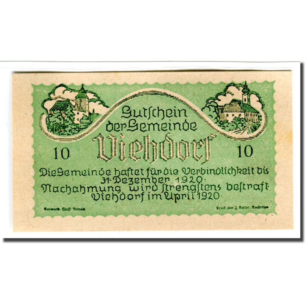 Geldschein, Österreich, Viehdorf, 10 Heller, vache, 1920, UNZ-, Mehl:1111c