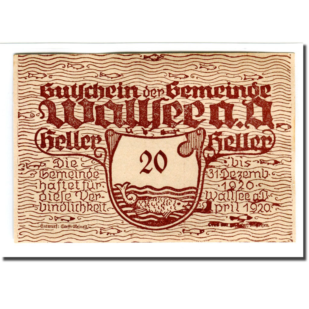 Geldschein, Österreich, Wallsee, 20 Heller, chateau 1, 1920, UNZ-, Mehl:1137Ia