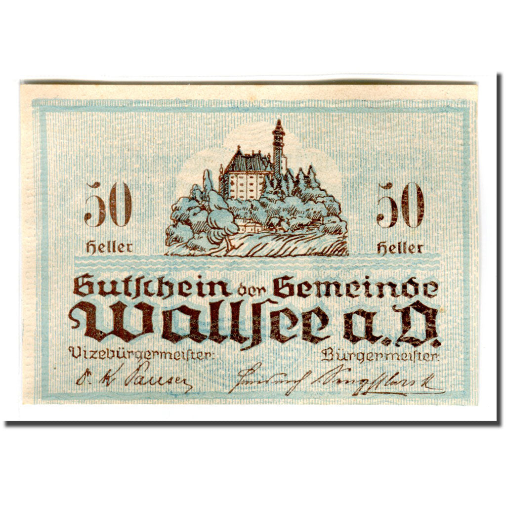 Billet, Autriche, Wallsee, 50 Heller, chateau 3, 1920, SPL, Mehl:1137Ia