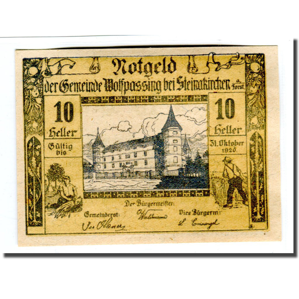 Geldschein, Österreich, Wolfpassing bei Steinakirchen am Forst N.Ö. Gemeinde