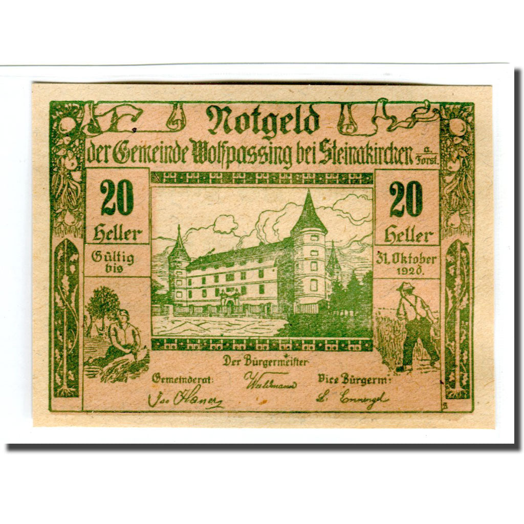 Geldschein, Österreich, Wolfpassing bei Steinakirchen am Forst N.Ö. Gemeinde