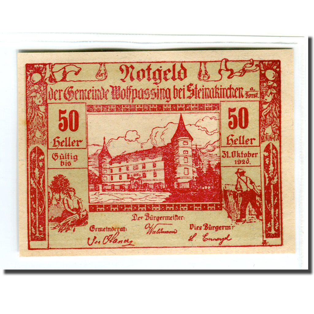 Geldschein, Österreich, Wolfpassing bei Steinakirchen am Forst N.Ö. Gemeinde