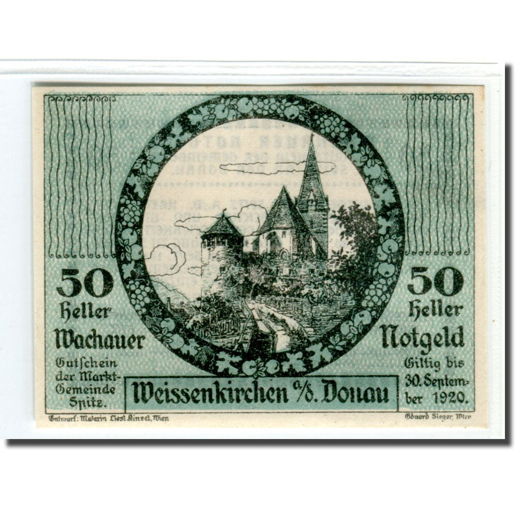 Banknot, Austria, Wachauer Notgeld Weißenkirchen Gemeinde, 50 Heller, Texte 2
