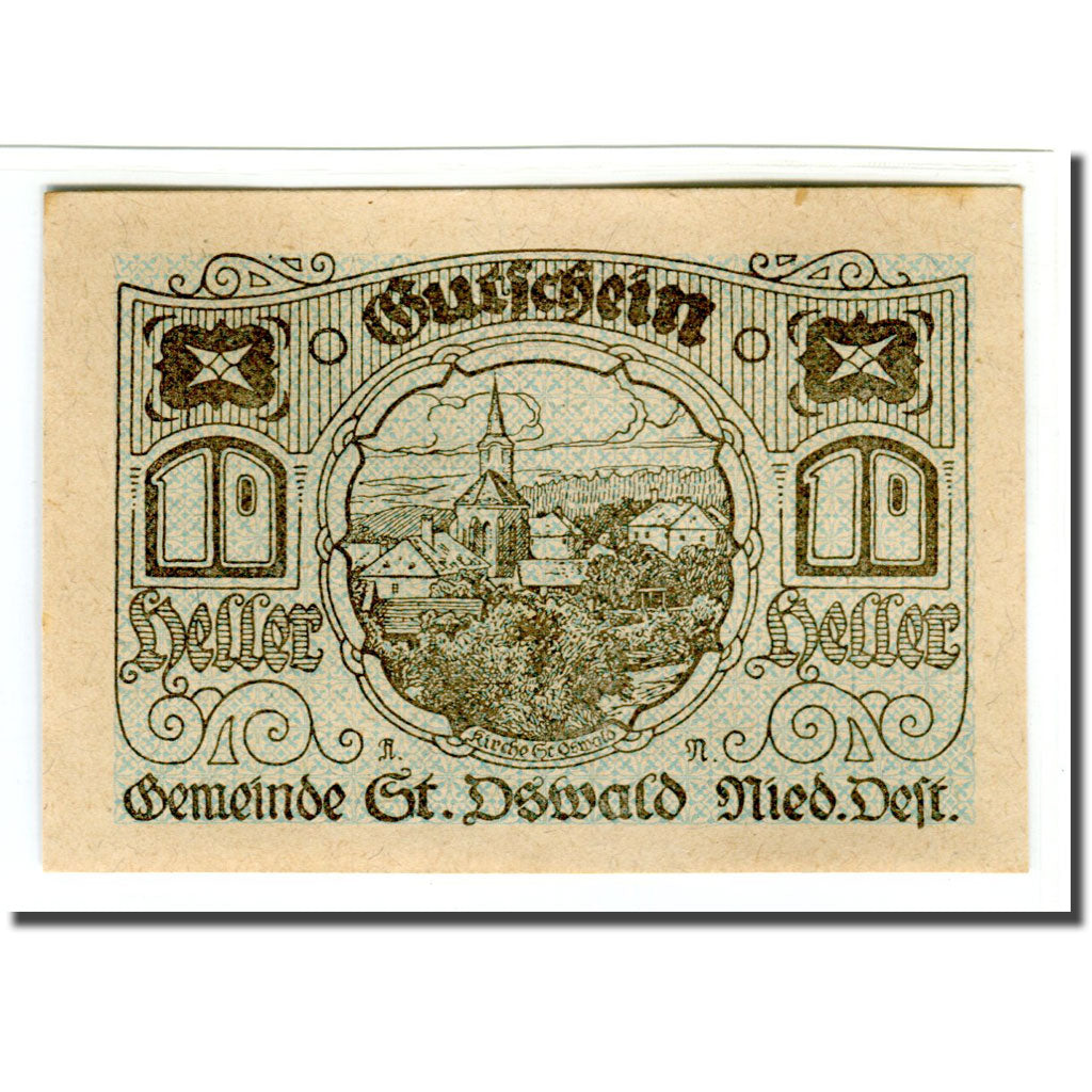 Billete, Austria, St. Oswald N.Ö. Gemeinde, 10 Heller, Texte, 1920, 1920-04-11