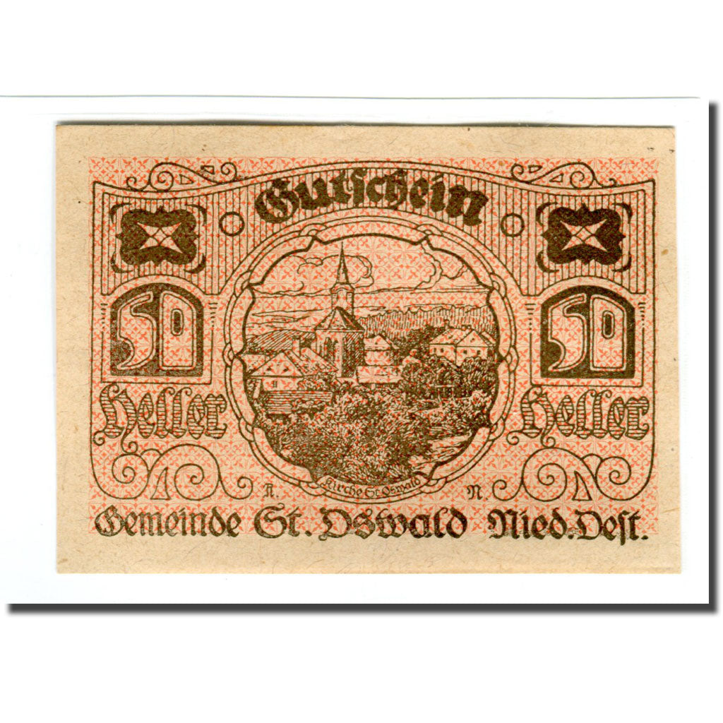 Billete, Austria, St. Oswald N.Ö. Gemeinde, 50 Heller, Texte 2, 1920
