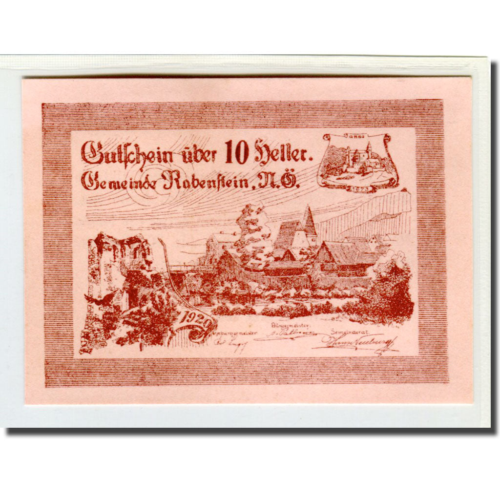 Banconote, Austria, Rabenstein, 10 Heller, Texte, 1920, 1920-04-19, SPL
