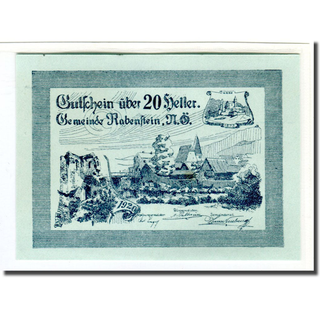 Billet, Autriche, Rabenstein, 20 Heller, texte 1, 1920, 1920-04-19, SPL