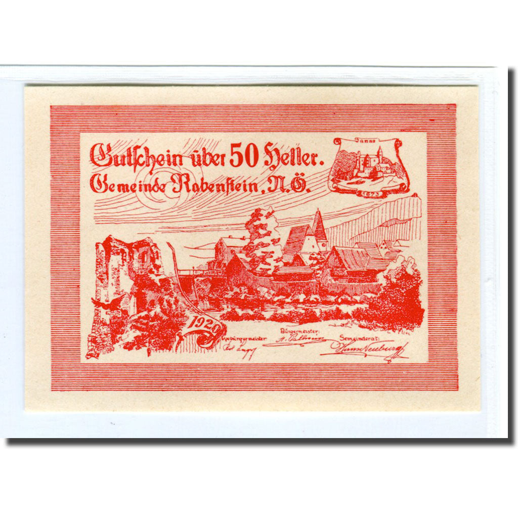 Biljet, Oostenrijk, Rabenstein, 50 Heller, Texte 2, 1920, 1920-04-19, SPL