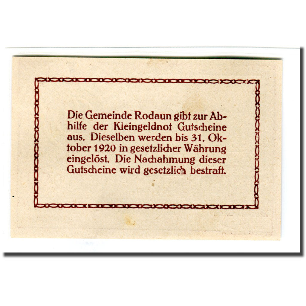 Billete, Austria, Rodaun N.Ö. Gemeinde, 10 Heller, Texte, 1920, 1920-06-17, SC