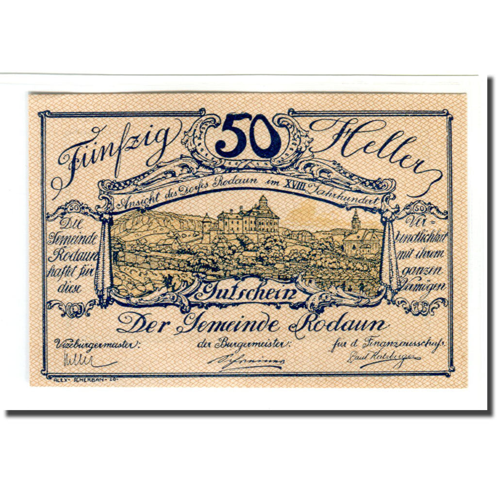Billete, Austria, Rodaun N.Ö. Gemeinde, 50 Heller, Texte 2, 1920, 1920-06-17