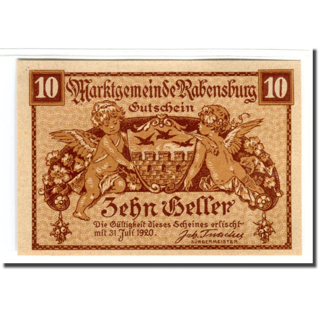 Billet, Autriche, Rabensburg, 10 Heller, N.D, 1920, SPL, Mehl:807c