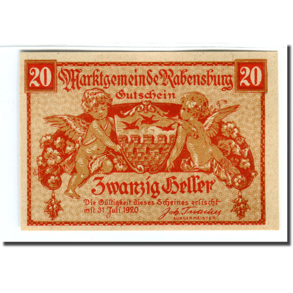 Billete, Austria, Rabensburg, 20 Heller, N.D, 1920, SC, Mehl:807c