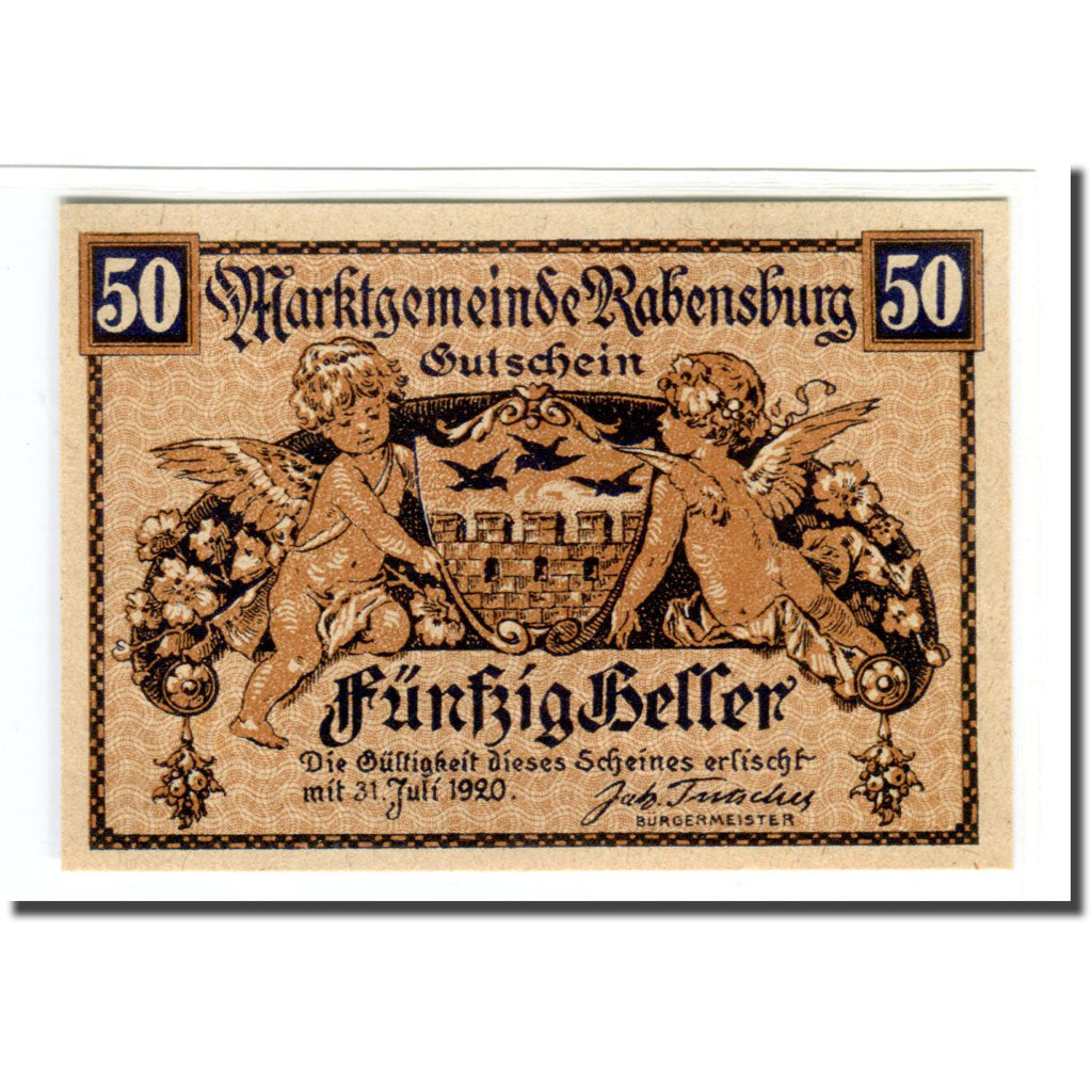 Banknote, Austria, Rabensburg, 50 Heller, N.D, 1920, UNC(63), Mehl:807c
