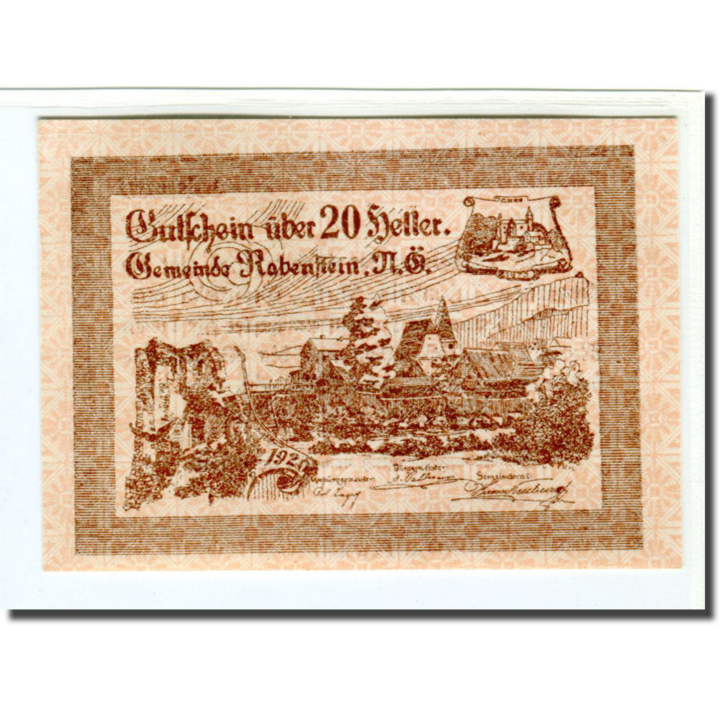 Banconote, Austria, Rabensburg, 20 Heller, texte 1, 1920, SPL, Mehl:808Ia