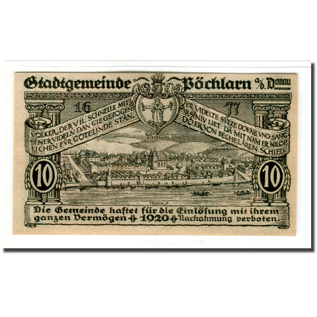 Banknote, Austria, Pochlarn, 10 Heller, paysage, 1920, UNC(63), Mehl:755III