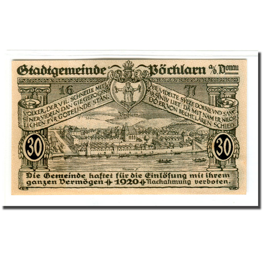 Billete, Austria, Pochlarn, 30 Heller, paysage 2, 1920, SC, Mehl:755III