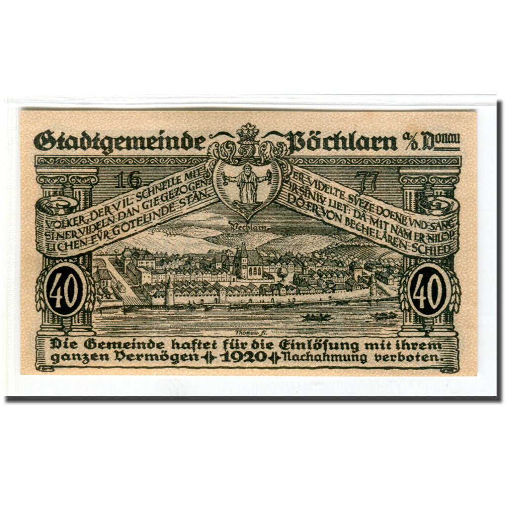 Billete, Austria, Pochlarn, 40 Heller, paysage 3, 1920, SC, Mehl:755III
