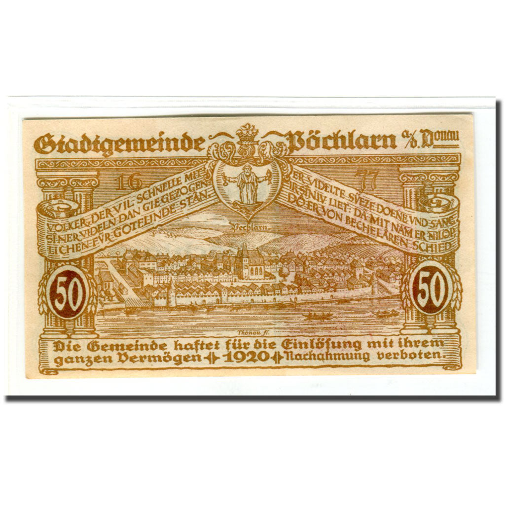 Billete, Austria, Pochlarn, 50 Heller, paysage 4, 1920, SC, Mehl:755III