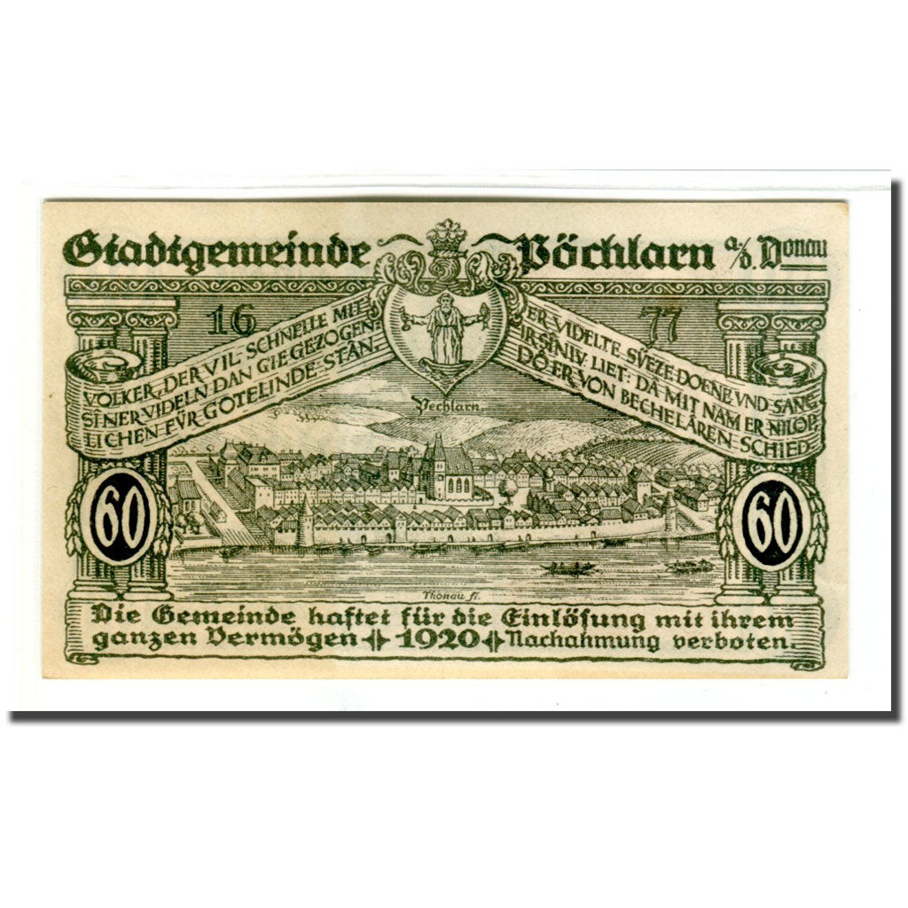 Billete, Austria, Pochlarn, 60 Heller, paysage 5, 1920, SC, Mehl:755III